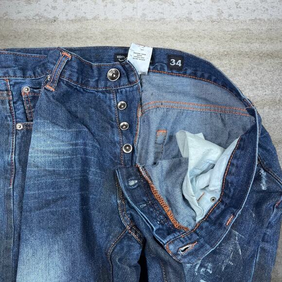 Vintage Y2K Ed Hardy Skater Jeans 34x32 Baggy Wide Leg Dark Wash Denim Rap Style - Picture 4 of 6